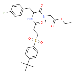 ChemSpider 2D Image | Ethyl 4-fluoro-N-(3-{[4-(2-methyl-2-propanyl)phenyl]sulfonyl}propanoyl)phenylalanyl-N-methylglycinate | C27H35FN2O6S