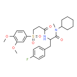 ChemSpider 2D Image | N-Cyclohexyl-Nalpha-{3-[(3,4-dimethoxyphenyl)sulfonyl]propanoyl}-4-fluoro-N-methylphenylalaninamide | C27H35FN2O6S