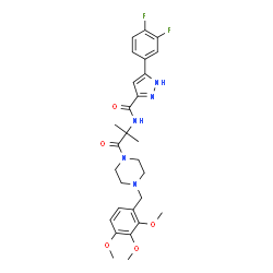 ChemSpider 2D Image | 5-(3,4-Difluorophenyl)-N-{2-methyl-1-oxo-1-[4-(2,3,4-trimethoxybenzyl)-1-piperazinyl]-2-propanyl}-1H-pyrazole-3-carboxamide | C28H33F2N5O5