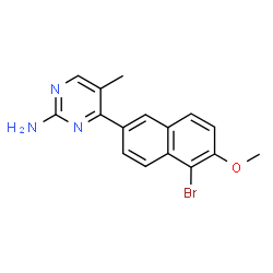 ChemSpider 2D Image | 4-(5-Bromo-6-methoxy-2-naphthyl)-5-methyl-2-pyrimidinamine | C16H14BrN3O