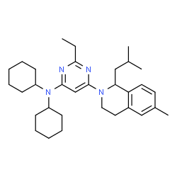 ChemSpider 2D Image | N,N-Dicyclohexyl-2-ethyl-6-(1-isobutyl-6-methyl-3,4-dihydro-2(1H)-isoquinolinyl)-4-pyrimidinamine | C32H48N4