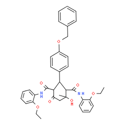 ChemSpider 2D Image | 2-[4-(Benzyloxy)phenyl]-N,N'-bis(2-ethoxyphenyl)-4-hydroxy-4-methyl-6-oxo-1,3-cyclohexanedicarboxamide | C38H40N2O7