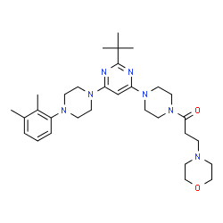 ChemSpider 2D Image | 1-(4-{6-[4-(2,3-Dimethylphenyl)-1-piperazinyl]-2-(2-methyl-2-propanyl)-4-pyrimidinyl}-1-piperazinyl)-3-(4-morpholinyl)-1-propanone | C31H47N7O2