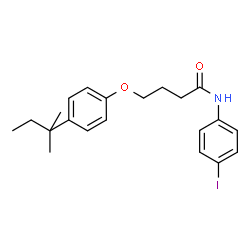 ChemSpider 2D Image | N-(4-Iodophenyl)-4-[4-(2-methyl-2-butanyl)phenoxy]butanamide | C21H26INO2