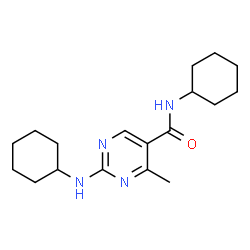 ChemSpider 2D Image | N-Cyclohexyl-2-(cyclohexylamino)-4-methyl-5-pyrimidinecarboxamide | C18H28N4O