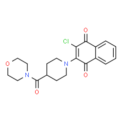 ChemSpider 2D Image | 2-Chloro-3-[4-(4-morpholinylcarbonyl)-1-piperidinyl]-1,4-naphthoquinone | C20H21ClN2O4