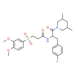ChemSpider 2D Image | 3-[(3,4-Dimethoxyphenyl)sulfonyl]-N-[1-(3,5-dimethyl-1-piperidinyl)-3-(4-fluorophenyl)-1-oxo-2-propanyl]propanamide | C27H35FN2O6S