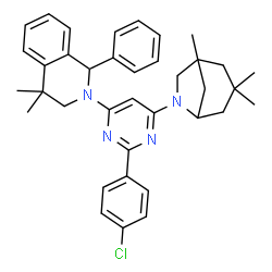 ChemSpider 2D Image | 2-[2-(4-Chlorophenyl)-6-(1,3,3-trimethyl-6-azabicyclo[3.2.1]oct-6-yl)-4-pyrimidinyl]-4,4-dimethyl-1-phenyl-1,2,3,4-tetrahydroisoquinoline | C37H41ClN4