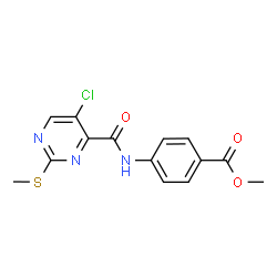 ChemSpider 2D Image | Methyl 4-({[5-chloro-2-(methylsulfanyl)-4-pyrimidinyl]carbonyl}amino)benzoate | C14H12ClN3O3S