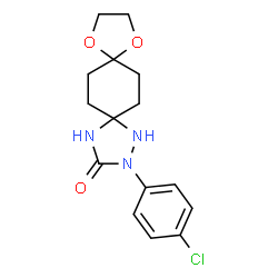 ChemSpider 2D Image | 2-(4-Chlorophenyl)-9,12-dioxa-1,2,4-triazadispiro[4.2.4.2]tetradecan-3-one | C15H18ClN3O3