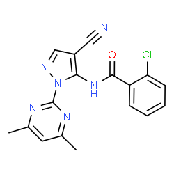 ChemSpider 2D Image | 2-Chloro-N-[4-cyano-1-(4,6-dimethyl-2-pyrimidinyl)-1H-pyrazol-5-yl]benzamide | C17H13ClN6O