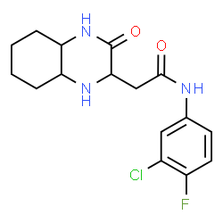 ChemSpider 2D Image | N-(3-Chloro-4-fluorophenyl)-2-(3-oxodecahydro-2-quinoxalinyl)acetamide | C16H19ClFN3O2