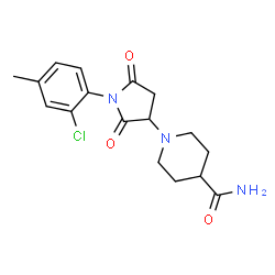 ChemSpider 2D Image | 1-[1-(2-Chloro-4-methylphenyl)-2,5-dioxo-3-pyrrolidinyl]-4-piperidinecarboxamide | C17H20ClN3O3