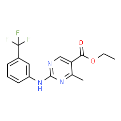 ChemSpider 2D Image | Ethyl 4-methyl-2-{[3-(trifluoromethyl)phenyl]amino}-5-pyrimidinecarboxylate | C15H14F3N3O2