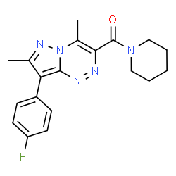 ChemSpider 2D Image | [8-(4-Fluorophenyl)-4,7-dimethylpyrazolo[5,1-c][1,2,4]triazin-3-yl](1-piperidinyl)methanone | C19H20FN5O