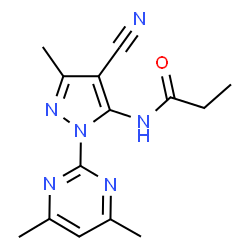 ChemSpider 2D Image | N-[4-Cyano-1-(4,6-dimethyl-2-pyrimidinyl)-3-methyl-1H-pyrazol-5-yl]propanamide | C14H16N6O