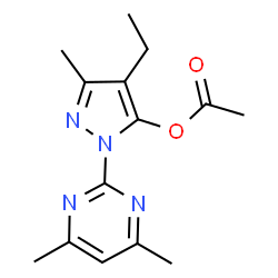 ChemSpider 2D Image | 1-(4,6-Dimethyl-2-pyrimidinyl)-4-ethyl-3-methyl-1H-pyrazol-5-yl acetate | C14H18N4O2