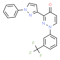 ChemSpider 2D Image | 3-(1-Phenyl-1H-pyrazol-3-yl)-1-[3-(trifluoromethyl)phenyl]-4(1H)-pyridazinone | C20H13F3N4O