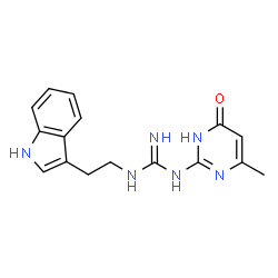 ChemSpider 2D Image | 1-[2-(1H-Indol-3-yl)ethyl]-3-(4-methyl-6-oxo-1,6-dihydro-2-pyrimidinyl)guanidine | C16H18N6O