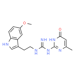 ChemSpider 2D Image | 1-[2-(5-Methoxy-1H-indol-3-yl)ethyl]-3-(4-methyl-6-oxo-1,6-dihydro-2-pyrimidinyl)guanidine | C17H20N6O2
