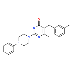 ChemSpider 2D Image | 6-Methyl-5-(3-methylbenzyl)-2-(4-phenyl-1-piperazinyl)-4(1H)-pyrimidinone | C23H26N4O