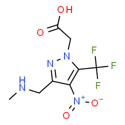 ChemSpider 2D Image | {3-[(Methylamino)methyl]-4-nitro-5-(trifluoromethyl)-1H-pyrazol-1-yl}acetic acid | C8H9F3N4O4