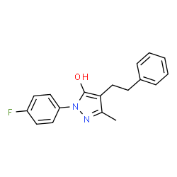 ChemSpider 2D Image | 1-(4-Fluorophenyl)-3-methyl-4-(2-phenylethyl)-1H-pyrazol-5-ol | C18H17FN2O