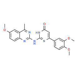 ChemSpider 2D Image | 4-pyrimidinol, 6-(3,4-dimethoxyphenyl)-2-[(6-methoxy-4-methyl-2-quinazolinyl)amino]- | C22H21N5O4