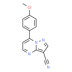 ChemSpider 2D Image | 7-(4-Methoxyphenyl)pyrazolo[1,5-a]pyrimidine-3-carbonitrile | C14H10N4O