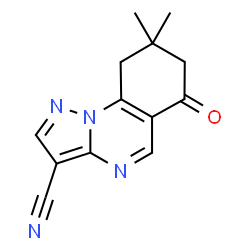 ChemSpider 2D Image | 6,7,8,9-Tetrahydro-8,8-dimethyl-6-oxopyrazolo[1,5-a]quinazoline-3-carbonitrile | C13H12N4O