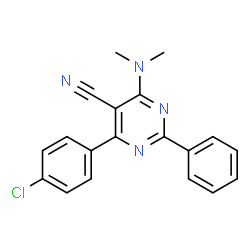 ChemSpider 2D Image | 4-(4-Chlorophenyl)-6-(dimethylamino)-2-phenyl-5-pyrimidinecarbonitrile | C19H15ClN4