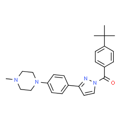 ChemSpider 2D Image | {3-[4-(4-Methyl-1-piperazinyl)phenyl]-1H-pyrazol-1-yl}[4-(2-methyl-2-propanyl)phenyl]methanone | C25H30N4O