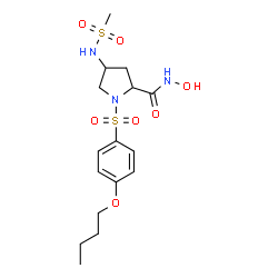 ChemSpider 2D Image | 1-[(4-Butoxyphenyl)sulfonyl]-N-hydroxy-4-[(methylsulfonyl)amino]prolinamide | C16H25N3O7S2
