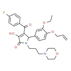 ChemSpider 2D Image | 5-[4-(Allyloxy)-3-ethoxyphenyl]-4-(4-fluorobenzoyl)-3-hydroxy-1-[3-(4-morpholinyl)propyl]-1,5-dihydro-2H-pyrrol-2-one | C29H33FN2O6