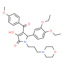 ChemSpider 2D Image | 5-(3,4-Diethoxyphenyl)-3-hydroxy-4-(4-methoxybenzoyl)-1-[3-(4-morpholinyl)propyl]-1,5-dihydro-2H-pyrrol-2-one | C29H36N2O7