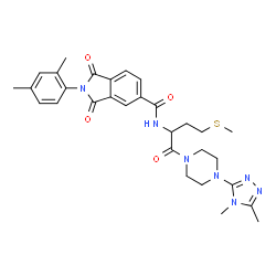 ChemSpider 2D Image | 2-(2,4-Dimethylphenyl)-N-{1-[4-(4,5-dimethyl-4H-1,2,4-triazol-3-yl)-1-piperazinyl]-4-(methylsulfanyl)-1-oxo-2-butanyl}-1,3-dioxo-5-isoindolinecarboxamide | C30H35N7O4S