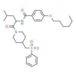 ChemSpider 2D Image | 4-(Hexyloxy)-N-(4-methyl-1-oxo-1-{4-[(phenylsulfonyl)methyl]-1-piperidinyl}-2-pentanyl)benzamide | C31H44N2O5S