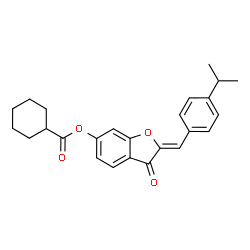 ChemSpider 2D Image | (2Z)-2-(4-Isopropylbenzylidene)-3-oxo-2,3-dihydro-1-benzofuran-6-yl cyclohexanecarboxylate | C25H26O4
