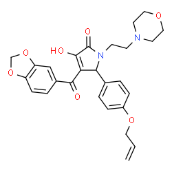 ChemSpider 2D Image | 5-[4-(Allyloxy)phenyl]-4-(1,3-benzodioxol-5-ylcarbonyl)-3-hydroxy-1-[2-(4-morpholinyl)ethyl]-1,5-dihydro-2H-pyrrol-2-one | C27H28N2O7