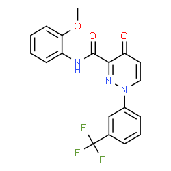 ChemSpider 2D Image | N-(2-Methoxyphenyl)-4-oxo-1-[3-(trifluoromethyl)phenyl]-1,4-dihydro-3-pyridazinecarboxamide | C19H14F3N3O3