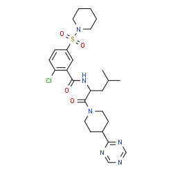 ChemSpider 2D Image | 2-Chloro-N-{4-methyl-1-oxo-1-[4-(1,3,5-triazin-2-yl)-1-piperidinyl]-2-pentanyl}-5-(1-piperidinylsulfonyl)benzamide | C26H35ClN6O4S