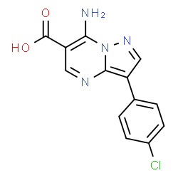 ChemSpider 2D Image | 7-Amino-3-(4-chlorophenyl)pyrazolo[1,5-a]pyrimidine-6-carboxylic acid | C13H9ClN4O2