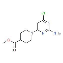 ChemSpider 2D Image | Methyl 1-(2-amino-6-chloro-4-pyrimidinyl)-4-piperidinecarboxylate | C11H15ClN4O2