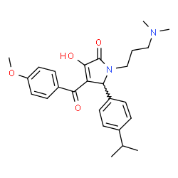 ChemSpider 2D Image | 1-[3-(Dimethylamino)propyl]-3-hydroxy-5-(4-isopropylphenyl)-4-(4-methoxybenzoyl)-1,5-dihydro-2H-pyrrol-2-one | C26H32N2O4