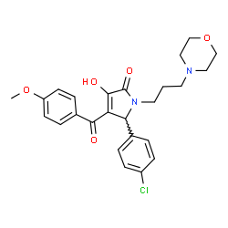 ChemSpider 2D Image | 5-(4-Chlorophenyl)-3-hydroxy-4-(4-methoxybenzoyl)-1-[3-(4-morpholinyl)propyl]-1,5-dihydro-2H-pyrrol-2-one | C25H27ClN2O5