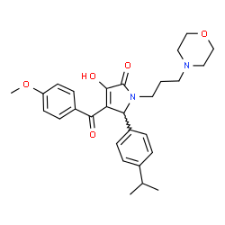 ChemSpider 2D Image | 3-Hydroxy-5-(4-isopropylphenyl)-4-(4-methoxybenzoyl)-1-[3-(4-morpholinyl)propyl]-1,5-dihydro-2H-pyrrol-2-one | C28H34N2O5