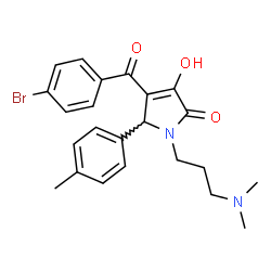 ChemSpider 2D Image | 4-(4-Bromobenzoyl)-1-[3-(dimethylamino)propyl]-3-hydroxy-5-(4-methylphenyl)-1,5-dihydro-2H-pyrrol-2-one | C23H25BrN2O3
