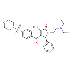 ChemSpider 2D Image | 1-[2-(Diethylamino)ethyl]-3-hydroxy-4-[4-(4-morpholinylsulfonyl)benzoyl]-5-phenyl-1,5-dihydro-2H-pyrrol-2-one | C27H33N3O6S