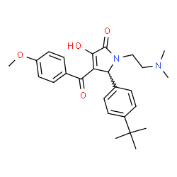 ChemSpider 2D Image | 5-(4-tert-Butylphenyl)-1-[2-(dimethylamino)ethyl]-3-hydroxy-4-(4-methoxybenzoyl)-1,5-dihydro-2H-pyrrol-2-one | C26H32N2O4
