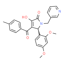 ChemSpider 2D Image | 5-(2,4-Dimethoxyphenyl)-3-hydroxy-4-(4-methylbenzoyl)-1-(3-pyridinylmethyl)-1,5-dihydro-2H-pyrrol-2-one | C26H24N2O5